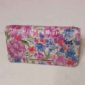 Floral Patent Leather Wallet Clutch - Pink Multi